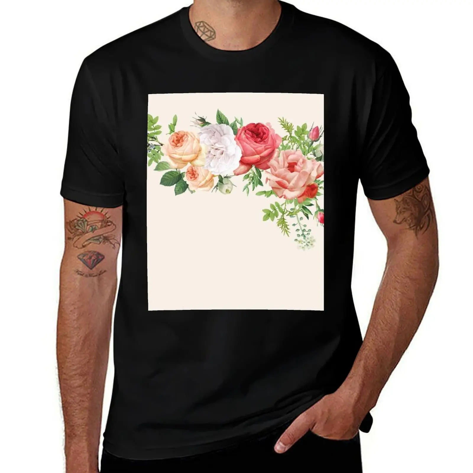 Romantic Watercolor Flower Bouquet Arrangement Blooming T-Shirt Sweat Absorbing Sports Tee Shirt T-Shirt