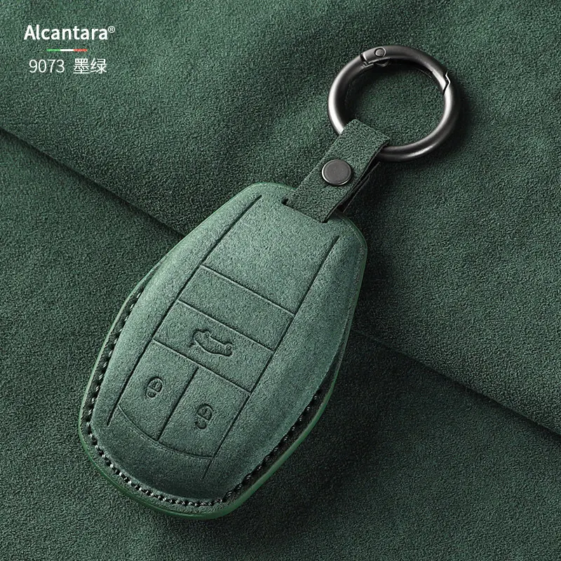 For Bentley Bentayga Continental Flying Spur Mulsanne Key Case Cover Ring Alcantara Accessories