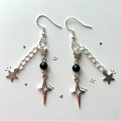 Handmade star beaded earrings gothic rock earrings