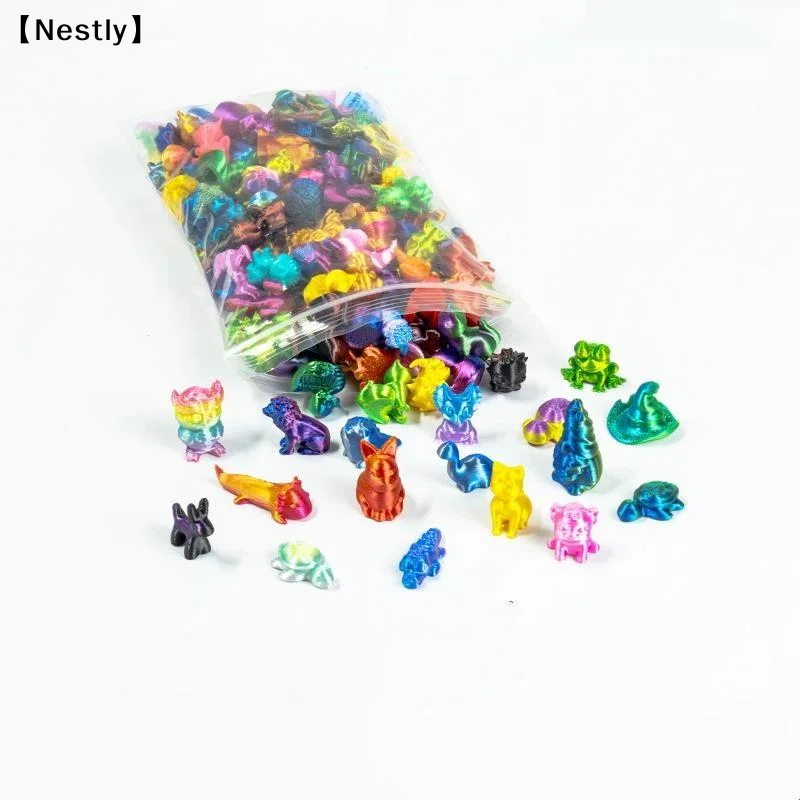15/30/60Pcs 3D Printed Mini Animal Figurines Mixed Color Assortment-Printed Home Ornaments For Holiday Teacher Reward〔Nest〕
