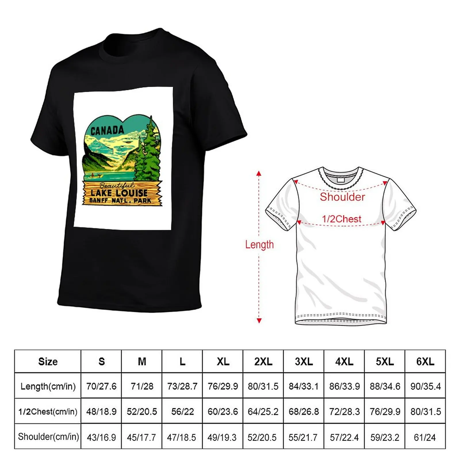 Beautiful Lake Louise Vintage Travel Decal T-Shirt Big Size Short Sleeve Casual Top
