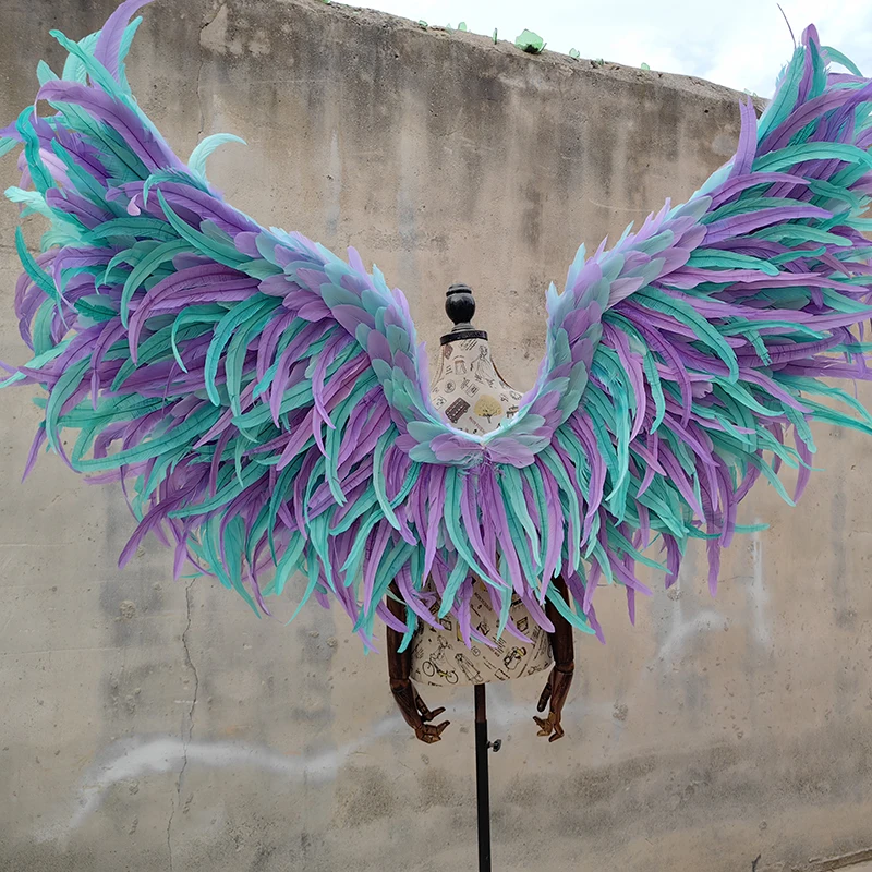 

Blue Angel Wing Real Feather Decor Adult Rooster Tail Feathers for Home Garden Festive Party Props Costume Accessories