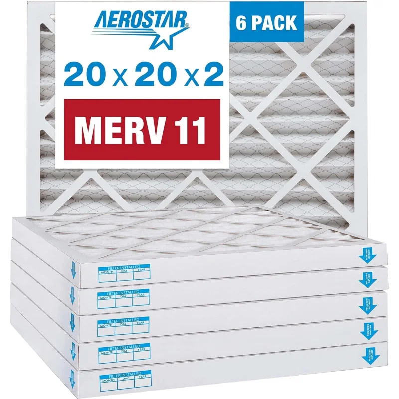 

20x20x2 MERV 11 pleated air, ac furnace air, 6 (actual size: 19 1/2 "x19 1/2" X1 3/4 ")