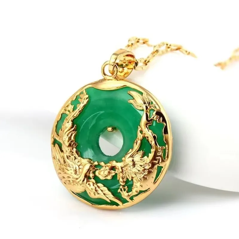 

Natural Green Chalcedony Pendant Dragon Necklace Silver 925 Chinese Carved Fashion Charm Jewelry Amulet for Men Women Gifts