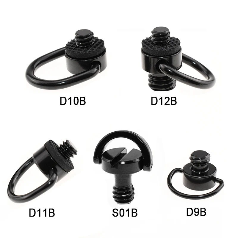 1/4-20 Inch Black Stainless Steel Quick Mount Plate Camera Shoulder Strap Screw Ballhead D-ring Handle Quick Release Screw