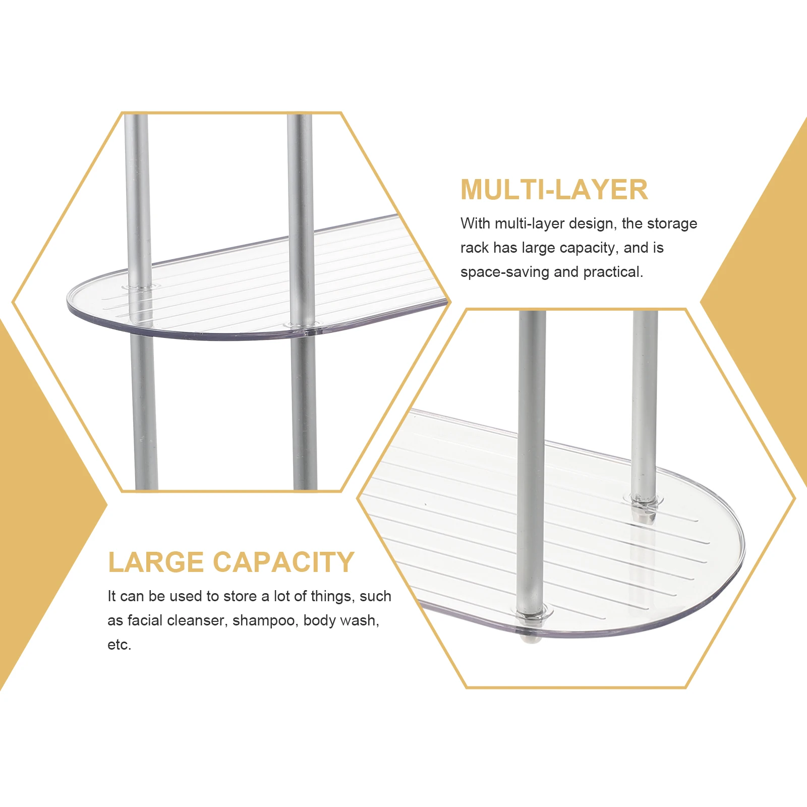 

Multi-Layer Household Storage Rack Detachable Organizer Vanity Shelf Bathroom Kitchen Display Stand Large Capacity