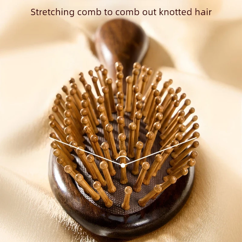 Green Sandalwood Air Cushion Hair Brush for Men and Women, Flexible Scalp Massage Pad, Gentle Detangling and Moisture Resistance