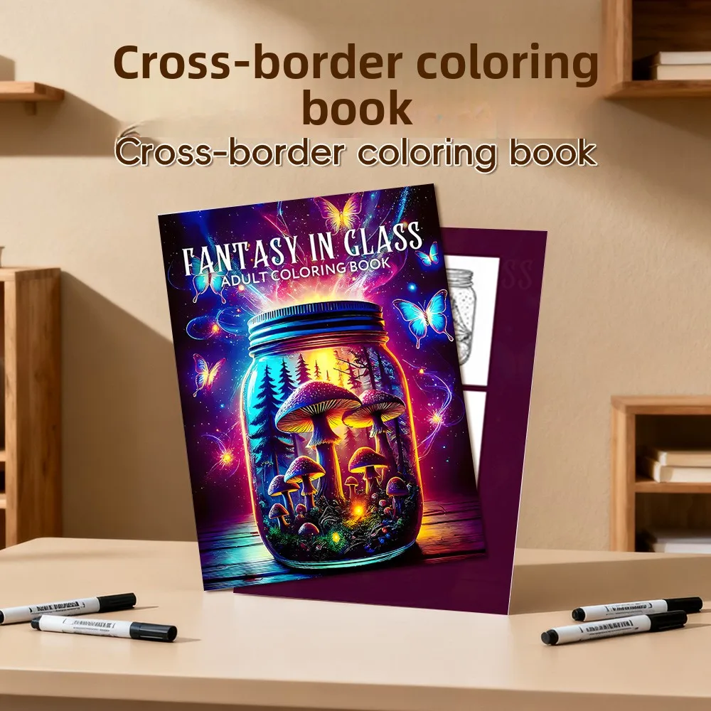 A4 Thick Stained Glass Fantasy Coloring Book Adults Stress Relief Drawing Colouring Notebook Wholesale