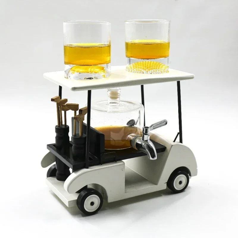 Golf Cart Whiskey Decanter and Whiskey Glasses ,Unique Scottish Whiskey Decanter Funny Glass Red Wine Decanter Party Decoration