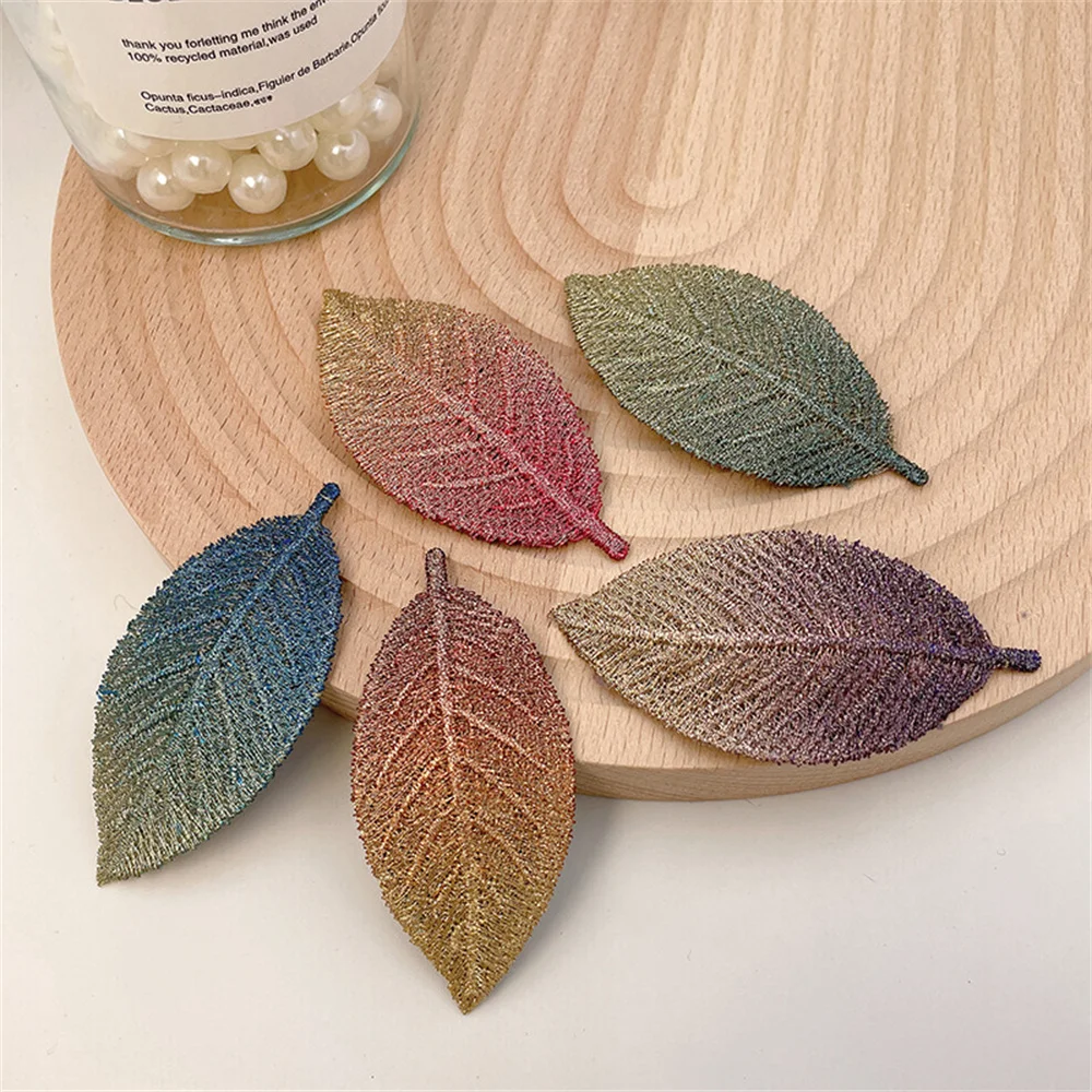 Elegant Embroidered Leaf Hair Clips Women Broken Hair Pins Gradient Color BB Clips Side Bangs Barrettes Hair Accessories