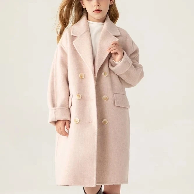 Korean Children Clothing Boys and Girls Double-sided Woolen Coat Long Korean Woolen Coat Imitation Double-sided Cotton Coat - view 3