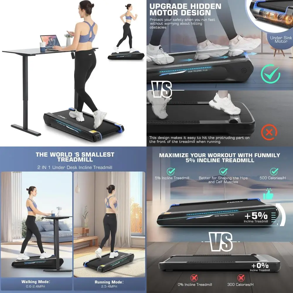 

Compact Mini 2.5 HP Walking Pad with 5% Incline, Dual-Purpose Under Desk Treadmill for Home and Office Use