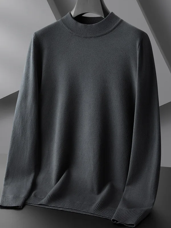 Pull ample tricoté pour hommes, couche de Base à col haut, couleur irt, fait assorti avec tout, haut chaud et Long pour l'hiver