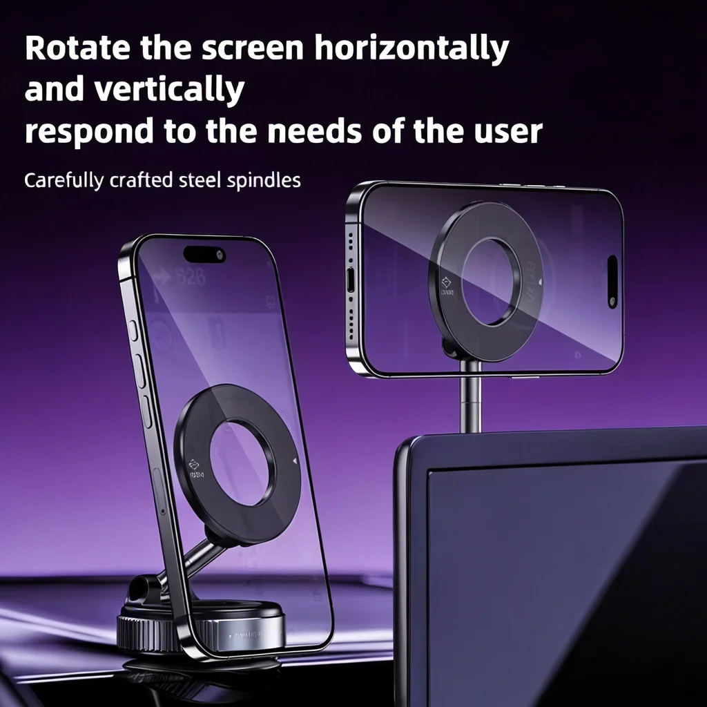

Magnetic 360° Rotating Vacuum Magnetic Car Phone Holder For iPhone Bracket Phone Stand for Dashboard Glass Home Kitchen Office