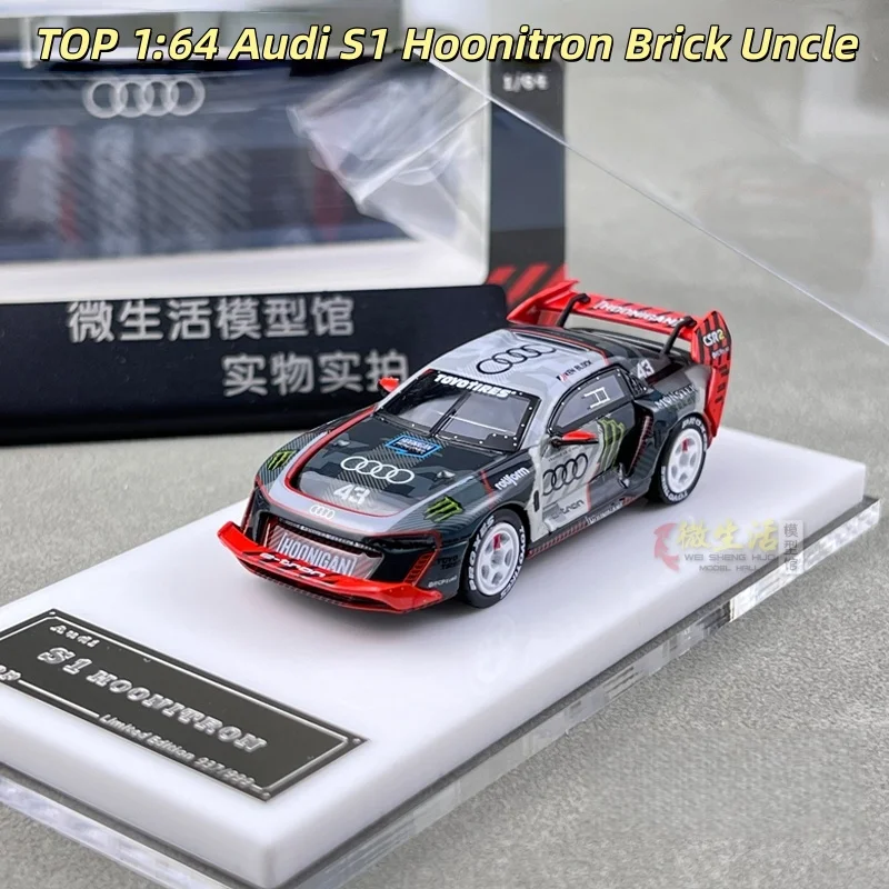 

В наличии: 1:64 Audi S1 Hoonitron Brick Uncle, литая под давлением модель автомобиля из сплава, игрушка для мальчиков, коллекционный дисплей для взрослых.