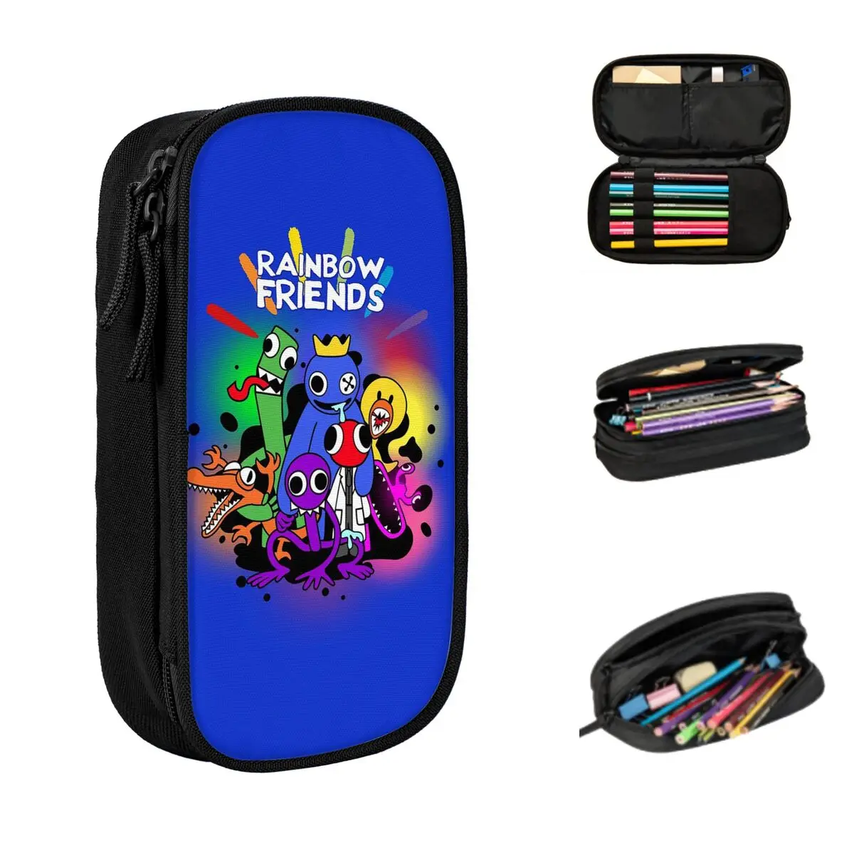 arco iris amigos personagens lapis cases grande armazenamento pen bags pen box lapis pouch para meninos e meninas estudantes papelaria 01