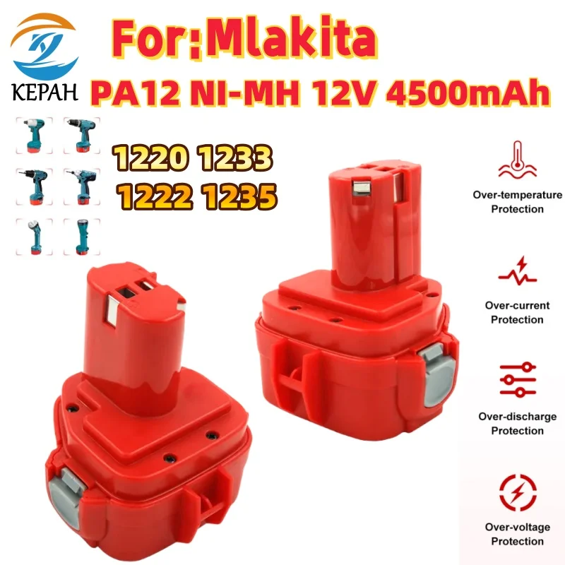 🛒12V 4.5Ah for Makita 12V Ni-Mh Battery PA12 1220 1222 1233 1200 1234 1235 1235B 1235F 1235A Screwdriver battery🏆