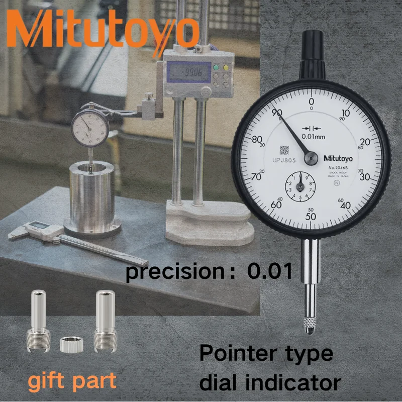 Mitutoyo Dial Indicator 2046S Standard Plunger 0.01mm Ultra-Precise Anti-Rust Reliable for Engineering Projects Measuring Tool