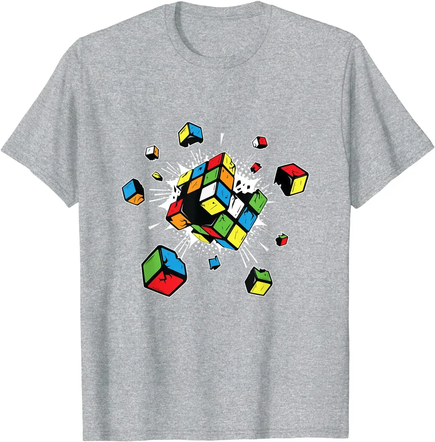 Exploding rubix rubiks rubics cube present gift for kids T-Shirt Fitness Tight Tshirts Classic Tops & Tees Cotton Men Casual