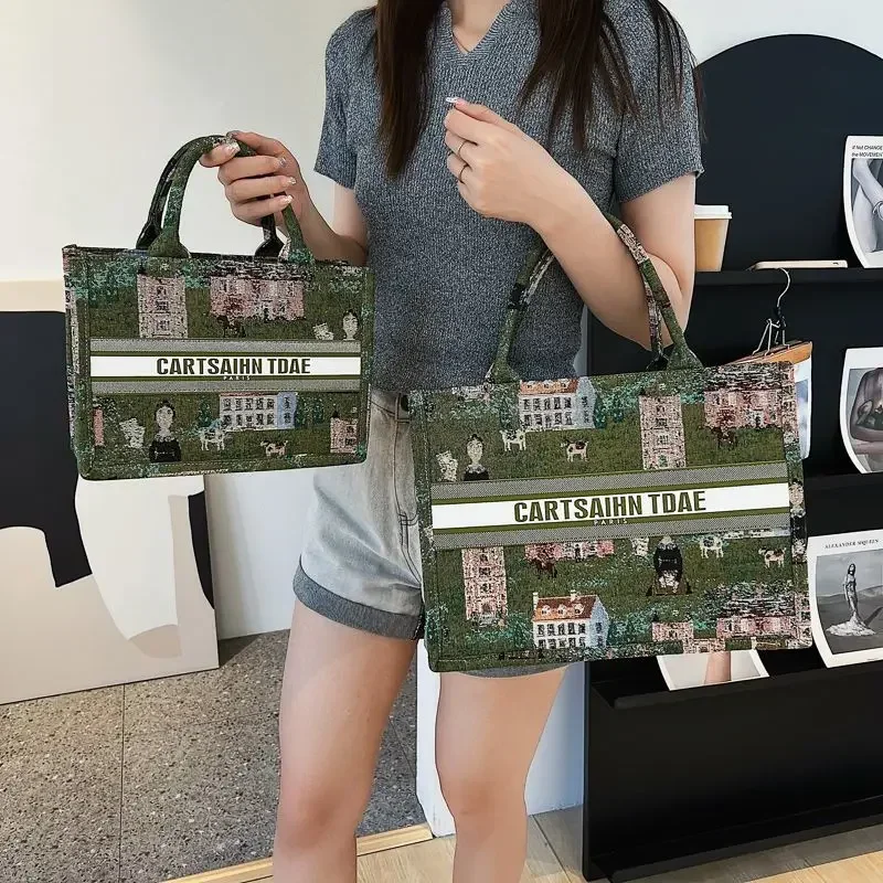 Summer Canvas Bag for Women 2023 New Trendy Graffiti Fashion Handheld Tote Versatile Large Capacity shopping shoulder Bag