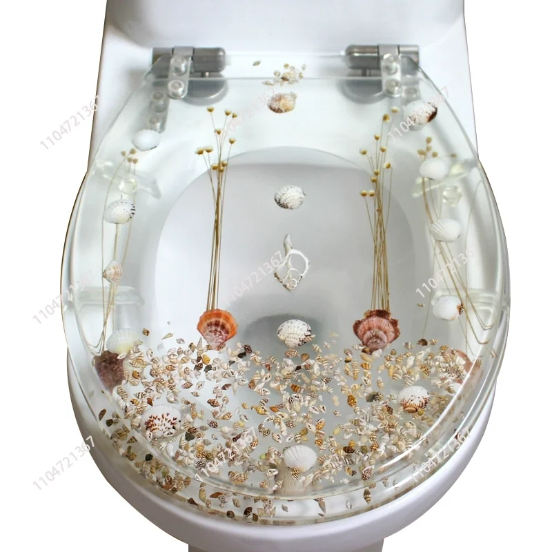

47*38CM High-grade Beautiful Resin Toilet Seat Cover Stainless Steel Slow Down Toilet Cover Mute Thickened U/V/O
