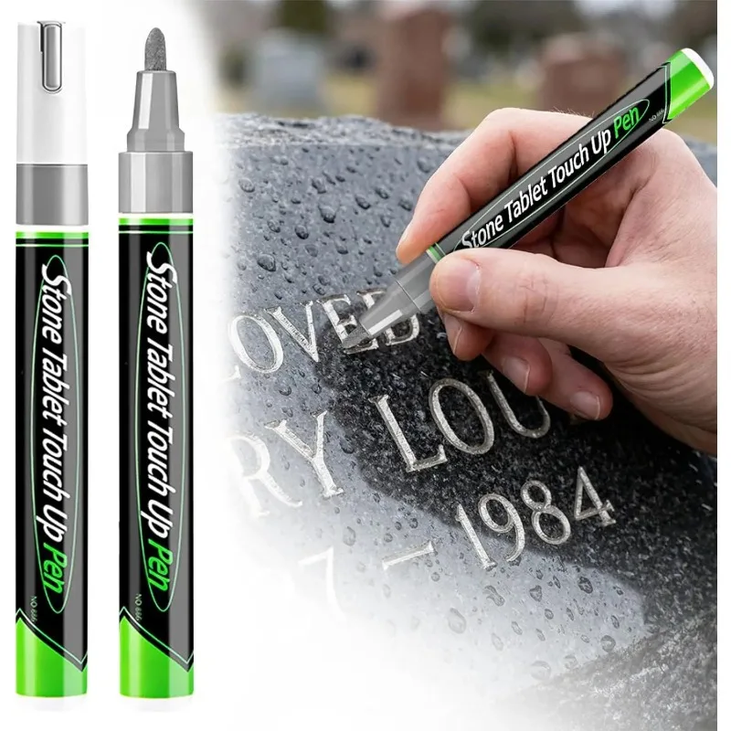 Fade-Resistant Waterproof Tombstone Marker Pen Durable Touch-Up Paint Pen for Stone Memorial Restoration