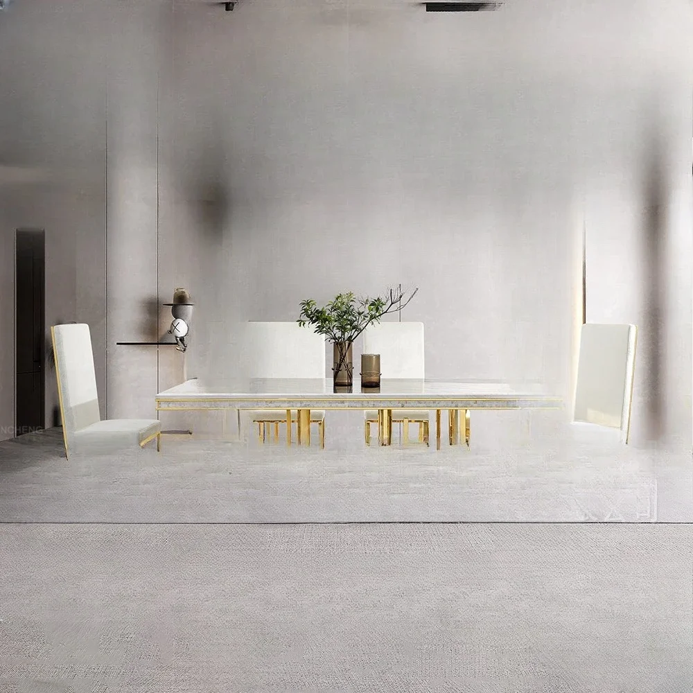 طاولة طعام إيطالية فاخرة خفيفة، رخامية للاستخدام المنزلي، شقة صغيرة مع إحساس بالصف العالي