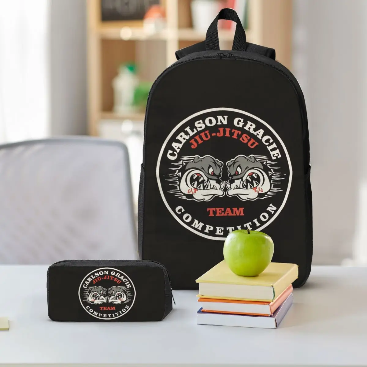 Carlson Gracie Jiu Jitsu Team Backpack Student BookBag School Bag Shoulder Bags 3ps Insulated Lunch Bag Pencil Case
