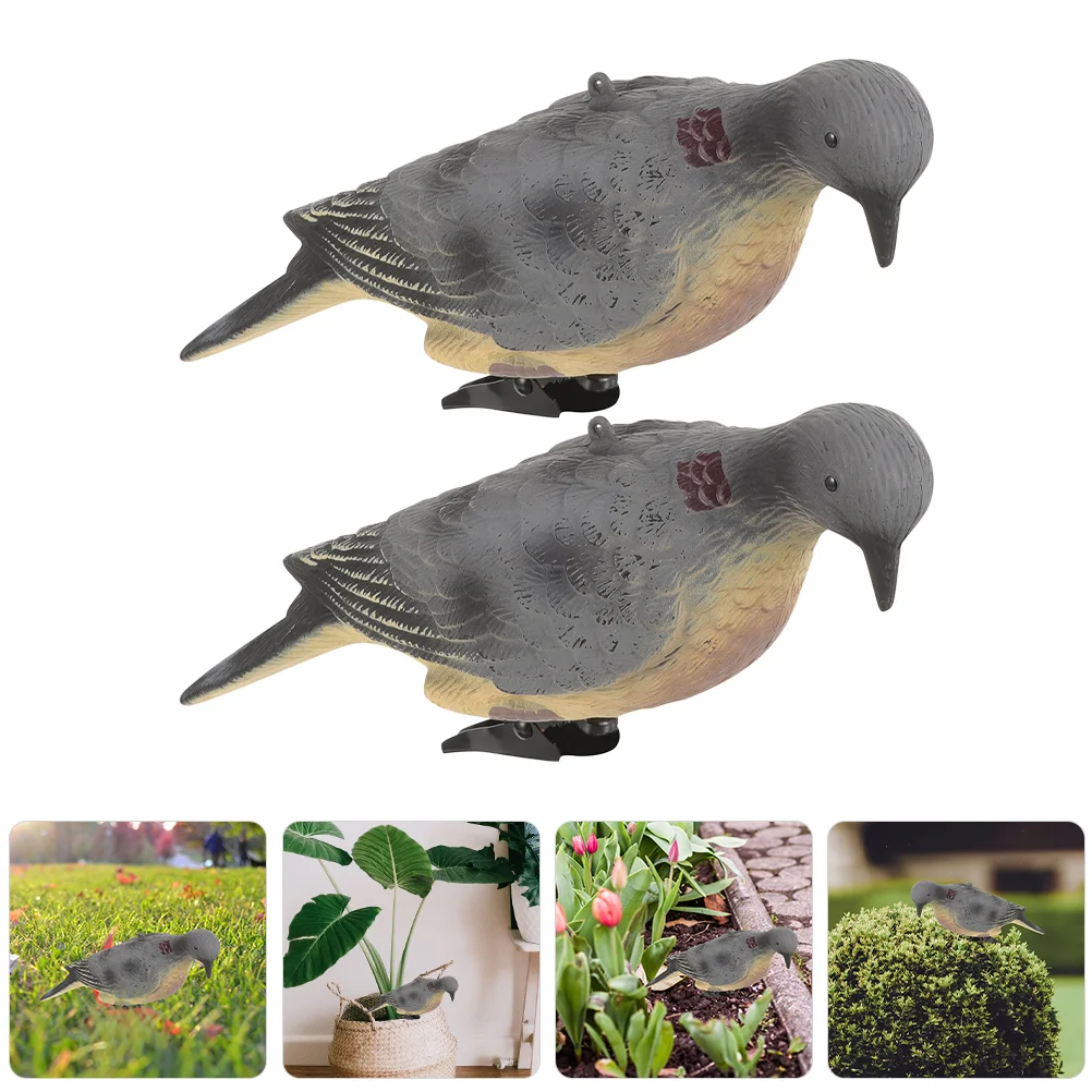 2 Pcs Realistic Dove Figurine Simulation Animal Model Birds Decor Plastic Pigeon Figurines Adorable