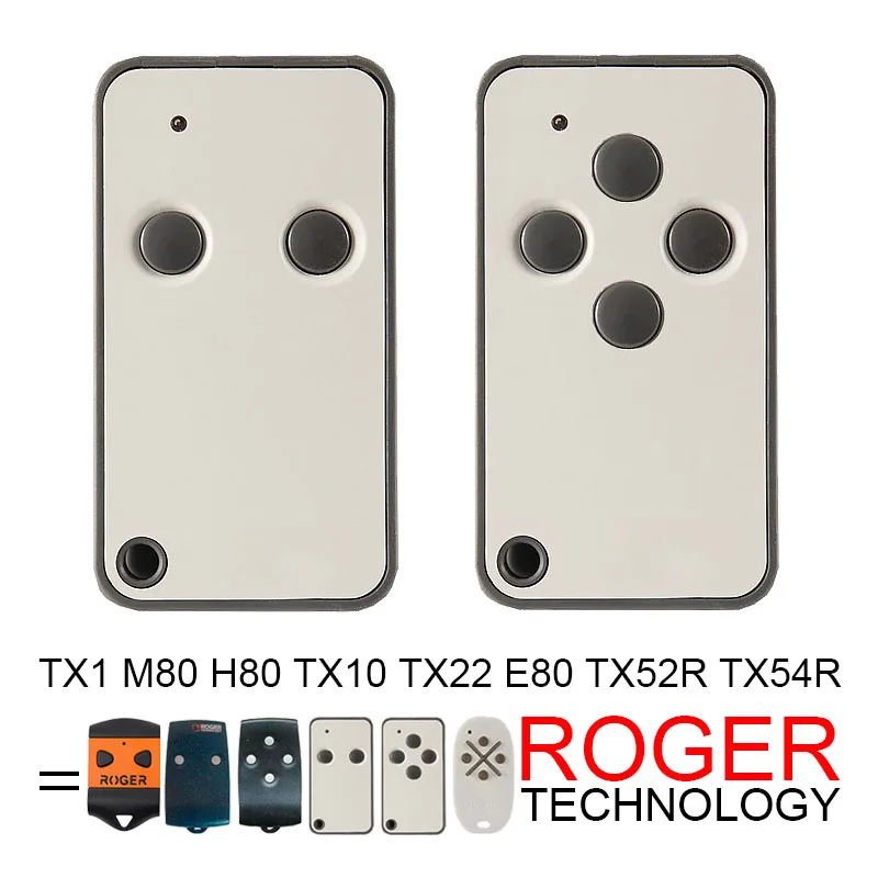 

ROGER E80 TX52R TX54R TX22 TX10 TX1 M80 H80 Garage Door Remote Control Clone Garage Door Opener Programming 433.92MHz Fixed Code