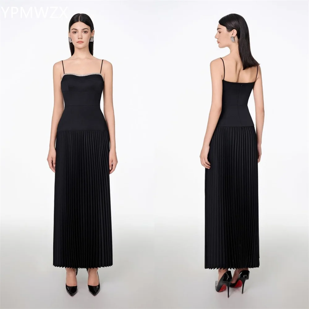 Customized Prom Gown Evening Formal Dress Party Occasion YPMWZX Spaghetti Strap A-line Ankle Length Skirts Draped Bead Bespoke O