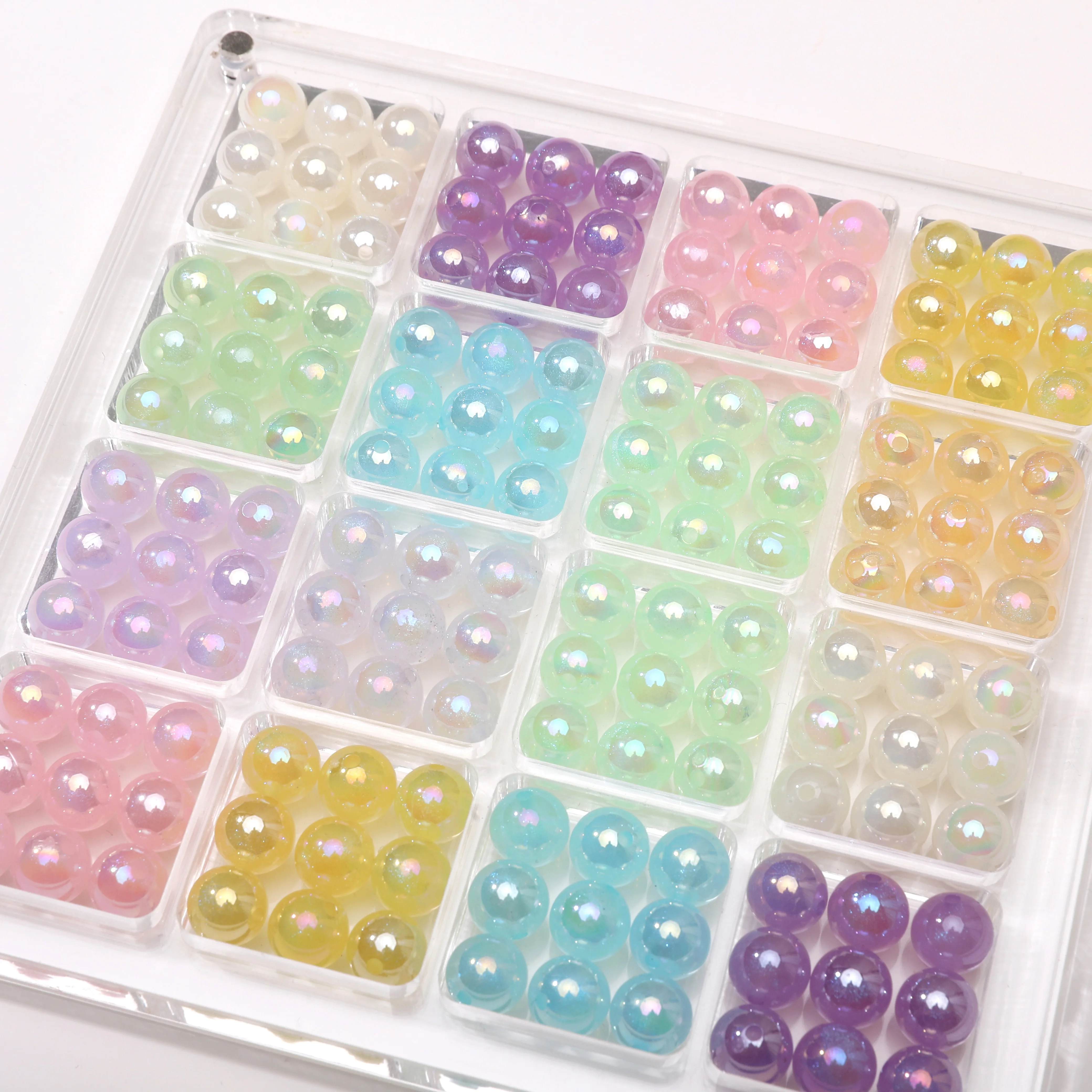 20 قطعة الاكريليك UV حورية البحر حبة ثقب مستقيم الخرز المستديرة فضفاض خزر عازل ل أساور يدوية صنع المجوهرات المواد الملحقات