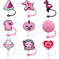 Cute Pink Style 1PCS Straw Cover Cap Accessories for 30&40Oz Cups,Straw Cap 8mm Silicone Splashproof,Dustproof Straw Topper