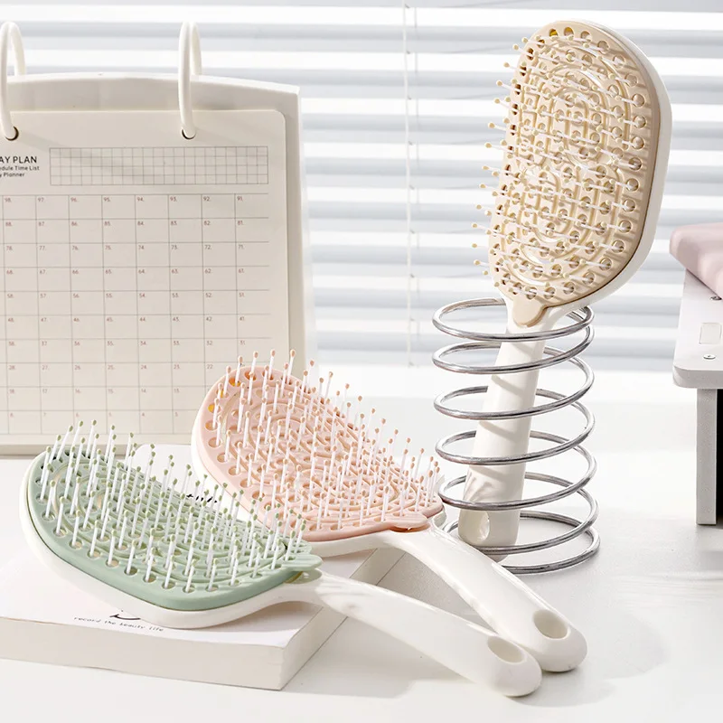 Detachable Cleaning Hair Comb Curly Hair Smooth Pork Rib Comb Fluffy Hair Root Comb Hollow Out Arc Shaped Scalp Massage Brush