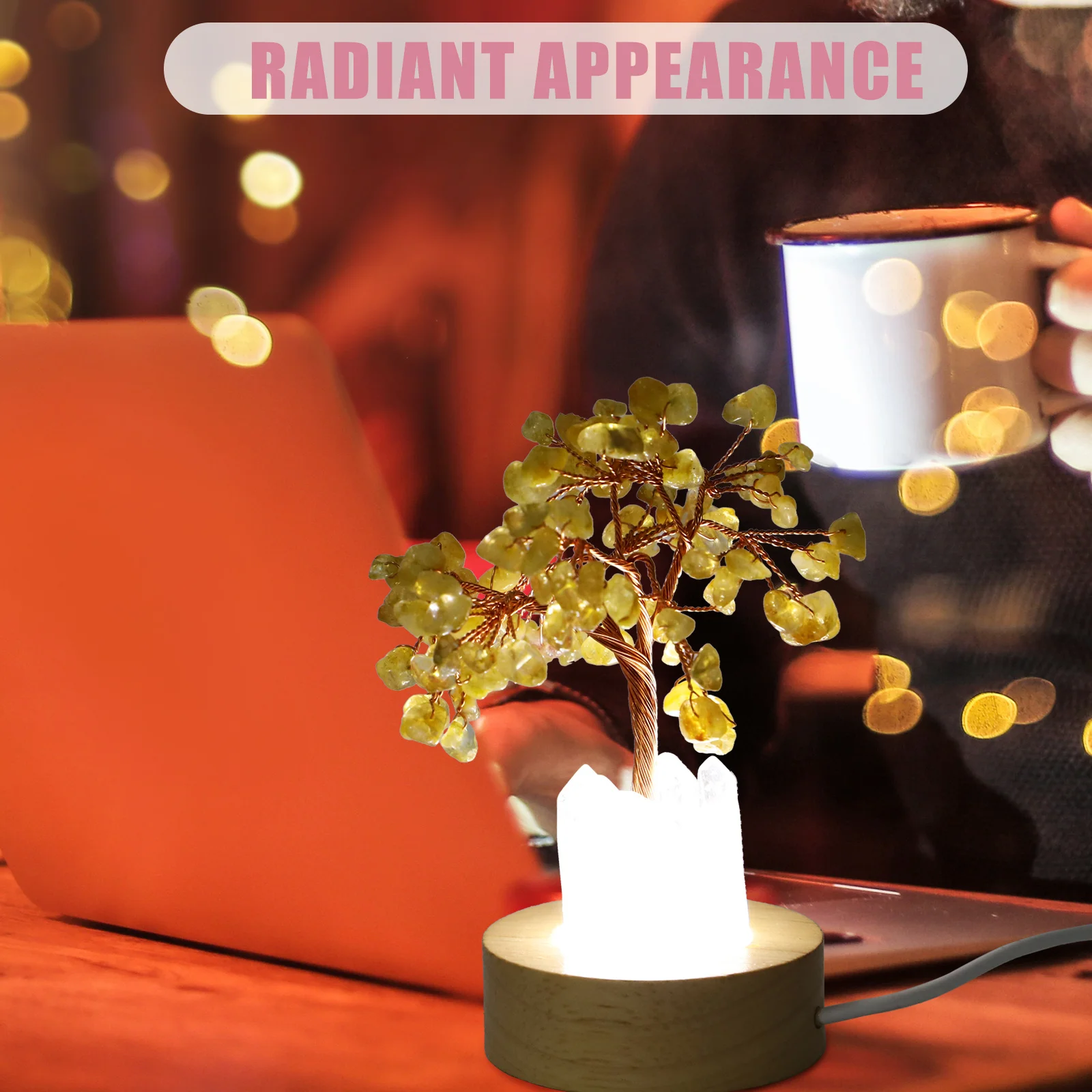 

Crystal Tree Night Light Money Tree Decorative Lamp Bedside Aesthetic Light Bedroom Small Space Crystal Table Lamp Unique Teen