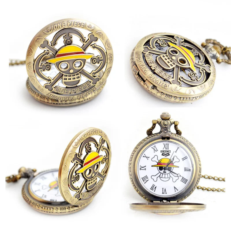 SEIKO Steampunk Anime Movie Theme Hollow Vintage Quartz Pocket Watch Retro Necklace Women Kids Birthday Xmas Gifts Bronze Watch