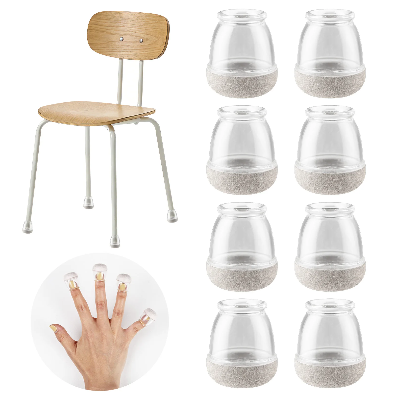16Pcs Small Chair Leg  Clear Leg Floor Protectors Silicone Furniture Table Feet Protect for Chair Table No Noise