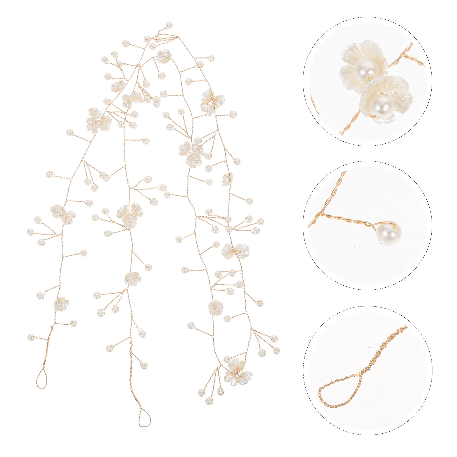 

Pearl Flower Band Bridal Headwear Wedding Headdress Rhinestone Bride Hair Piece Long Hair Vine Bridesmaid Decor Braided