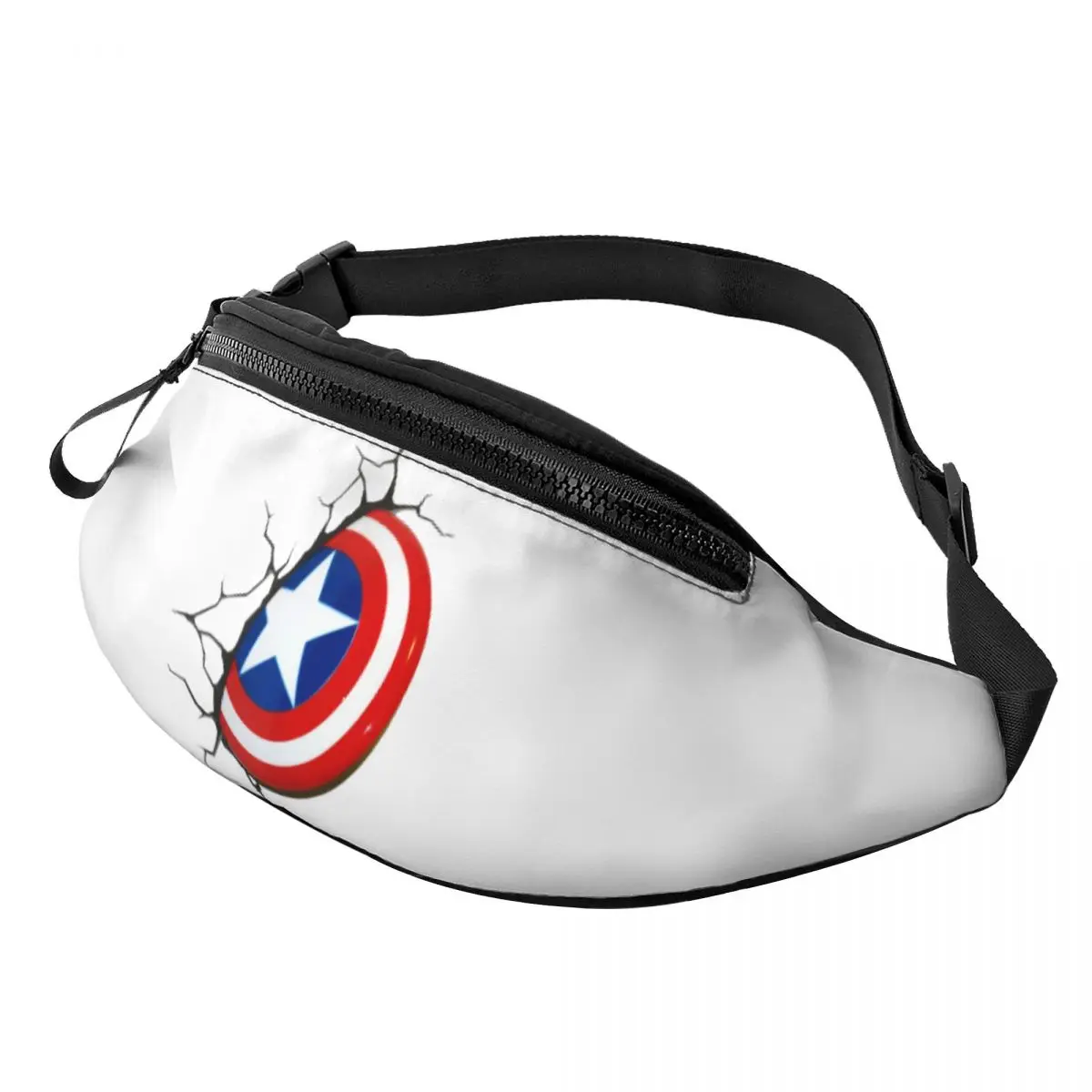 

Custom Captain America Shield Fanny Pack for Men Women Fashion Superhero Crossbody Waist Bag Cycling Camping Phone Money Pouch