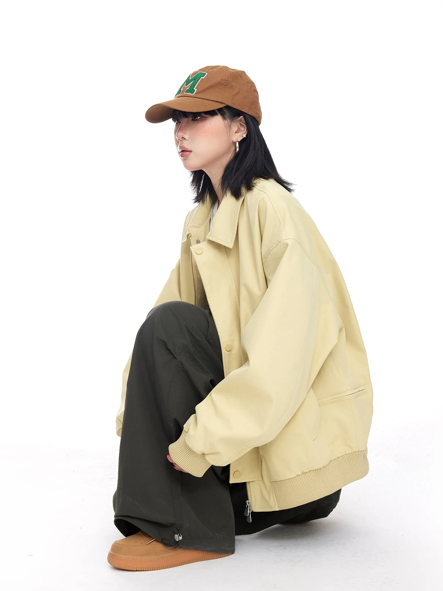 

American Retro Yellow Collar Casual Jaet Women's 2026 New Spring Design Loose Open Cardigan Workwear Jaet Street Sle