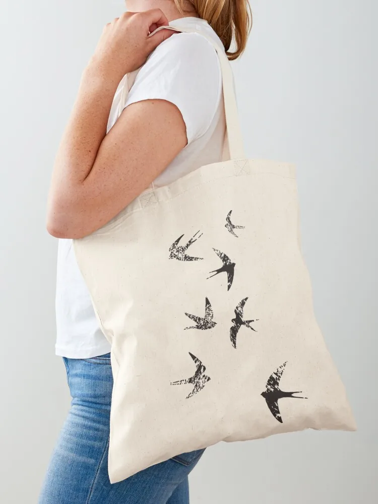 Charcoal Swallows Tote Bag Women's bag Custom bag shopping trolley Canvas Tote