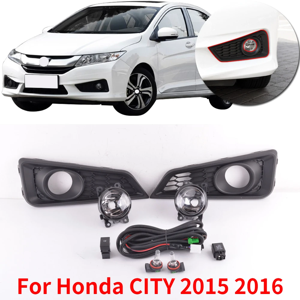 

Kamshing для Honda CITY 2015 2016 передние противотуманные фары светильник тумана светильник противотуманных фар с провода комплект бампера светильник 33950-TJA-H01 33900-TJA-H01