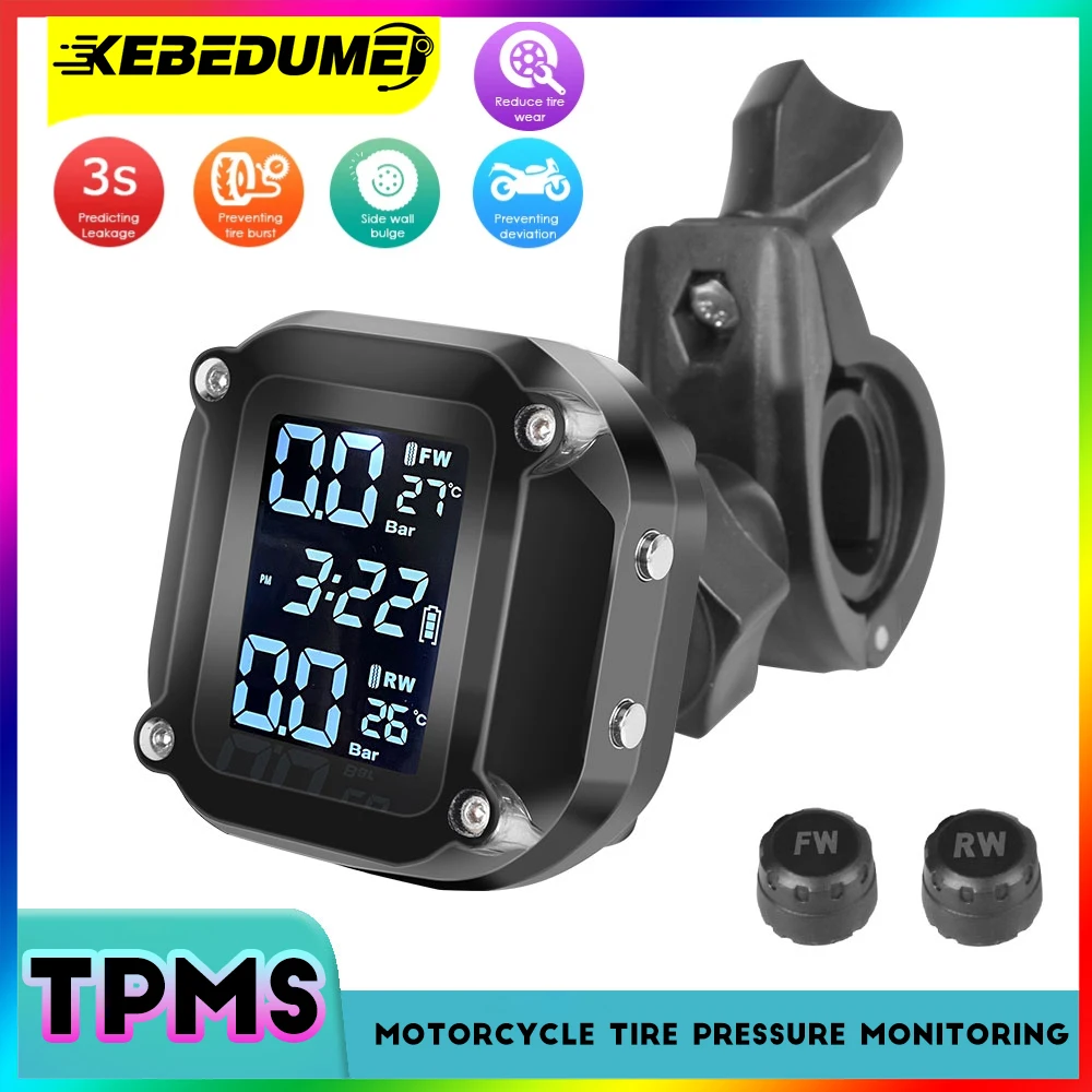 

TPMS Motorcycle Tire Pressure Sensors Motor TMPS Tire Pressure Monitoring System 2 Wheel Tyre External Sensor for Motorbike