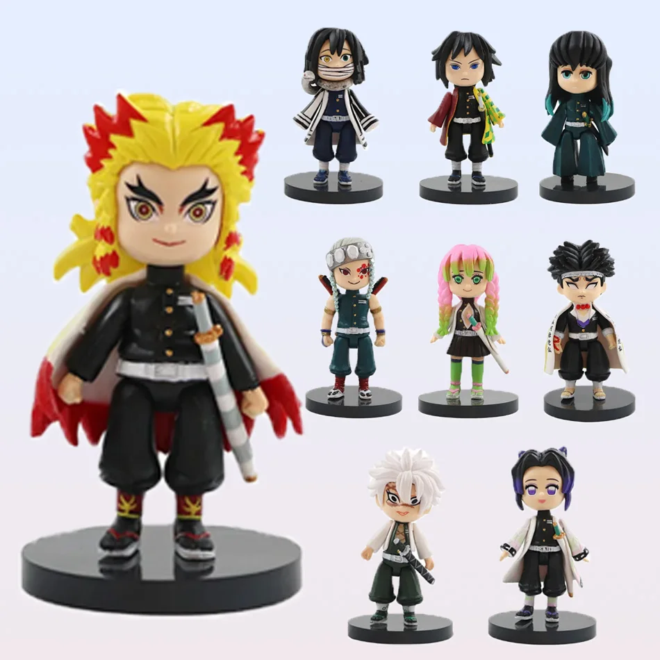 Figura de acción de Anime Demon Slayer Kimetsu no Yaiba, versión Q, Kamado Tanjirou, Agatsuma Zenitsu Nezuko Warrior, juguete en miniatura de PVC