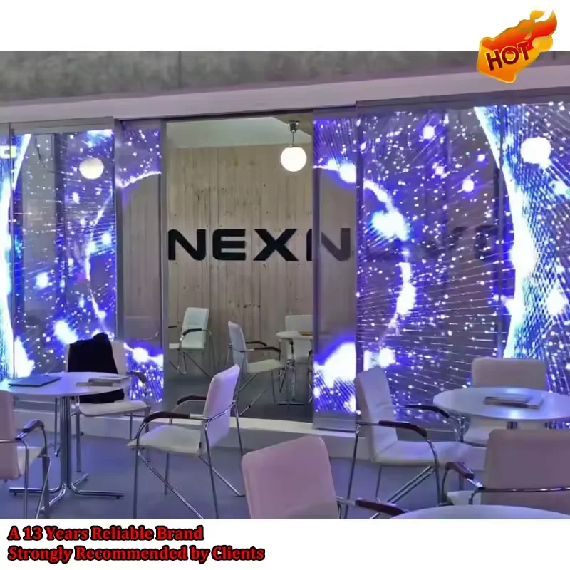 Película Adhesiva Transparente P6 P8 P10 para Pantallas LED, Pantalla LED Flexible Ultra Transparente para Publicidad en Interiores HD
