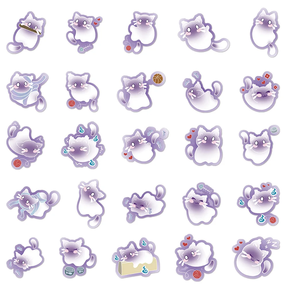 10/50 sztuk kreatywne naklejki z kotami Kawaii Cat Graffiti styl ducha zwierząt kreskówki naklejki Laptop telefon gitara naklejka rowerowa dla dzieci zabawki