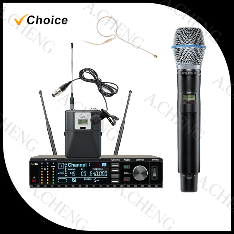 

Беспроводной микрофон A.CHENG AD4G B87A с одним наушным микрофоном, UHF, функция приема на большие расстояния и чистое качество звука