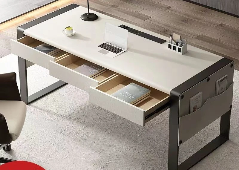 Study home solid wood saddle desk, simple modern light luxury computer desk