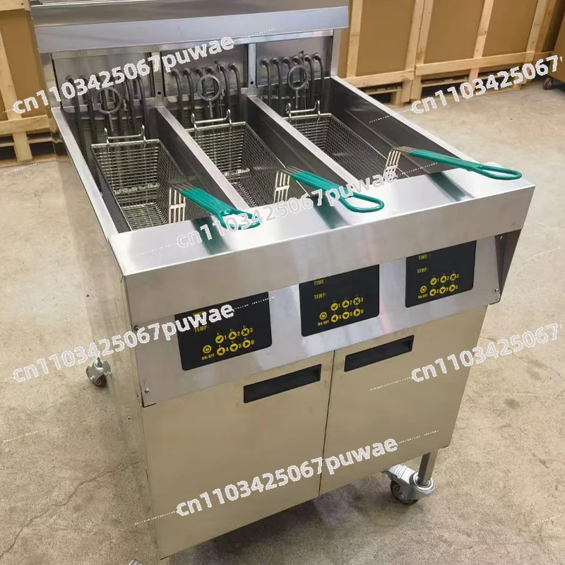 Automatic Basket Lifting 3-Tank Fryer with Oil Filter System Electric Commercial Restaurant Fryer for Fast Food Equipment