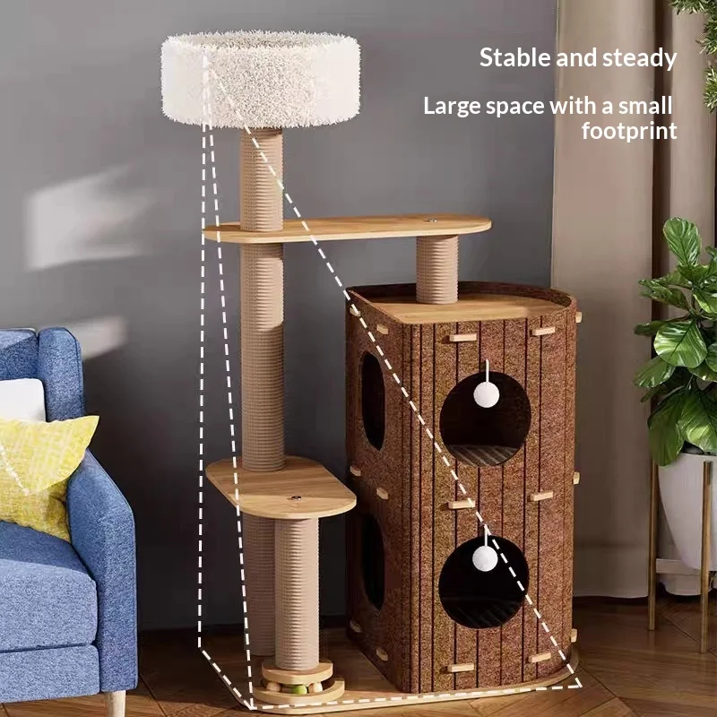 Árbol rascador multinivel para gatos con cueva de fieltro y sisal - imagen 3